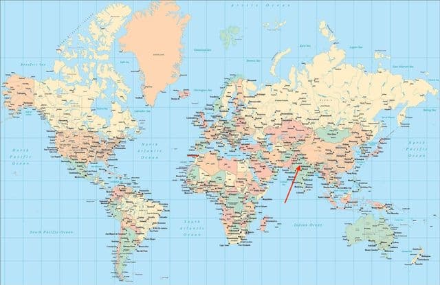 New Delhi location on world map