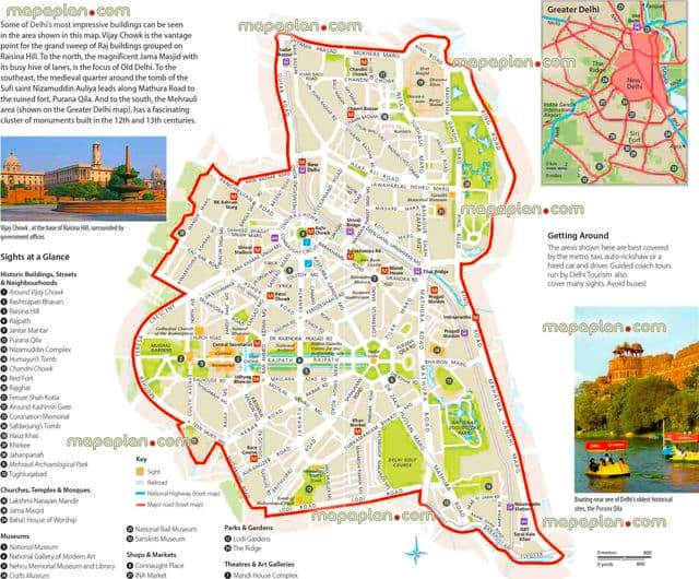 New Delhi sightseeing map